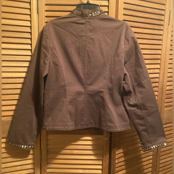Apt. 9 Brown Jacket with Sequins Embellished Collar and Cuffs - Picture 2 of 16